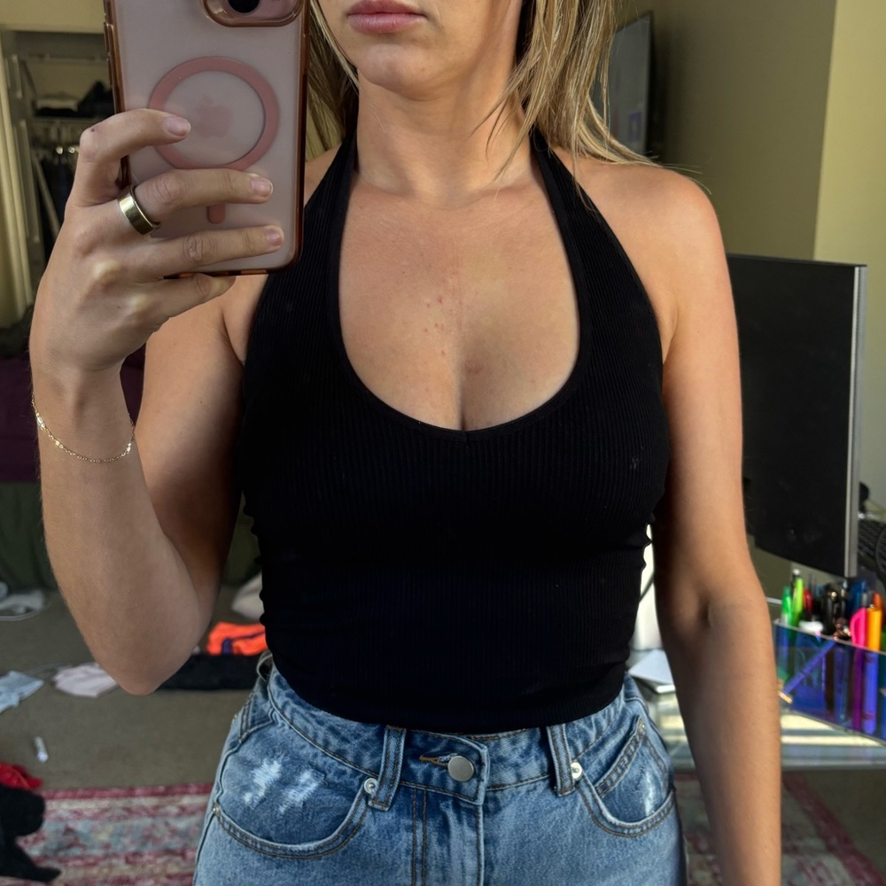 Urban outfitters ribbed Black Halter Neck Top